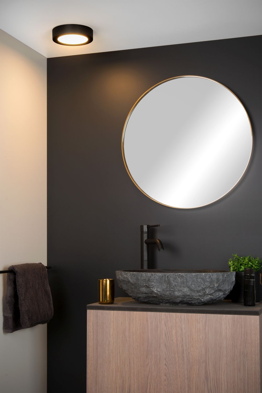 Plafonnier - noir - rond - dimmable - Ø17,5cm - LED - 11W - IP44