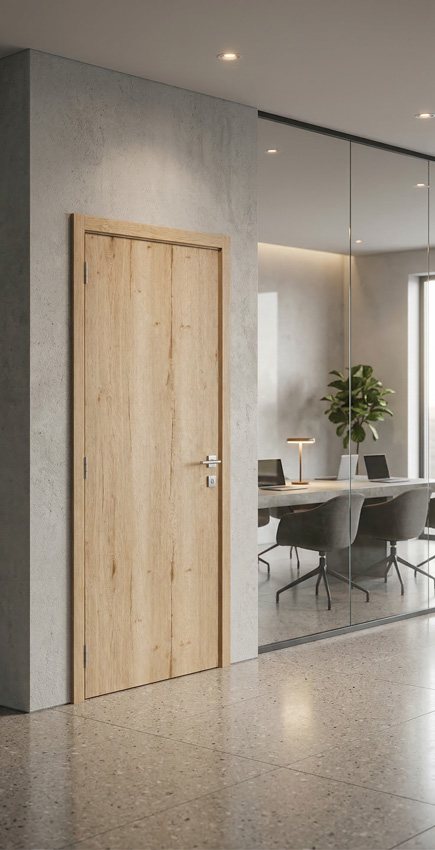 Porte intérieure complète Nature Wood chêne 201,5x73cm tubulaire vertical réversible + châssis 16,5cm