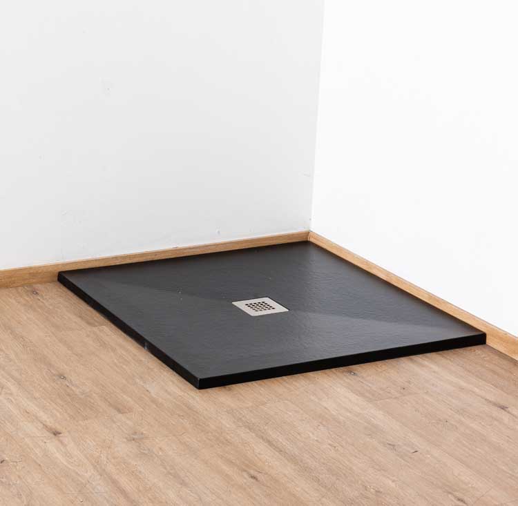 Douchebak Minimalism composiet met gelcoat zwart 90x90cm