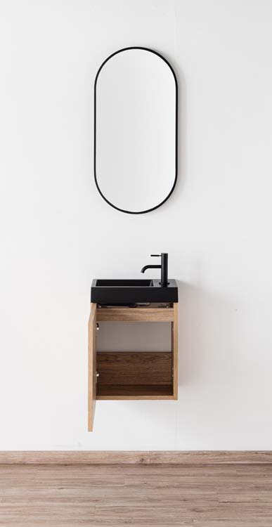 Toiletmeubel Domino eik wastafel mat zwart 45x40x22cm