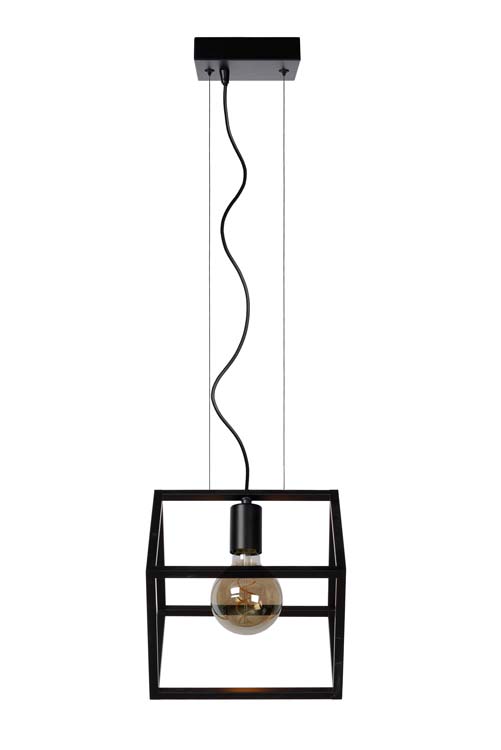 Hanglamp - zwart - 20x25x161cm - dimbaar - E27 - 40W - kooi