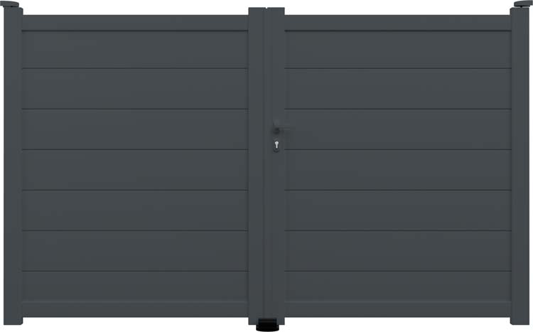 Portail battant double Salamanca aluminium anthracite 300x192cm - fermé, quincaillerie incluse