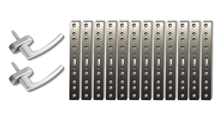 Accessoires fenêtres pvc Deceuninck Elegant:12ancres+2 poignées argent