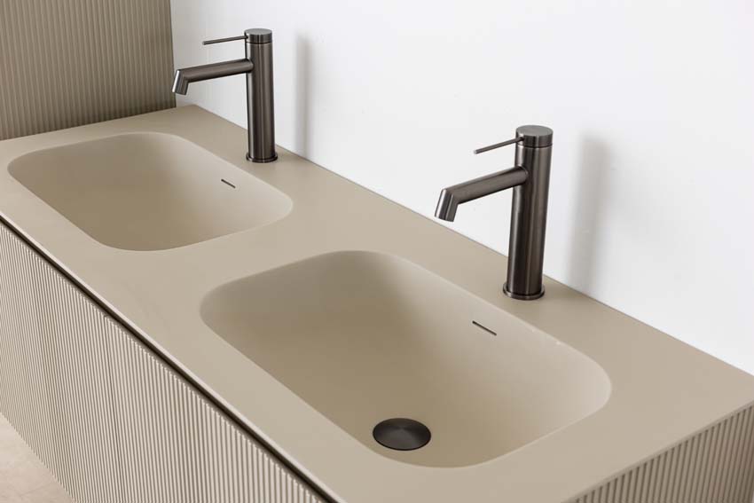 Meuble de salle de bain Amelia gris fumé avec double lavabo mat 120cm