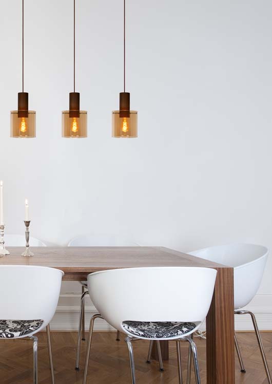 Suspension - ambre - 100cm - 3xE27 - 40W