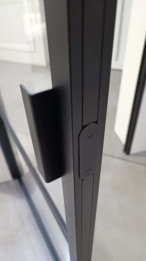 Porte intérieure vitrée simple verre mat Luxe Urla Nero noir gauche sur mesure