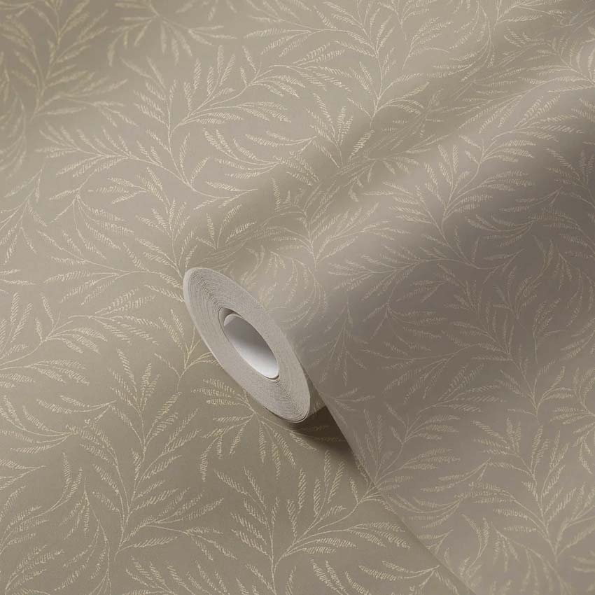 Vinyle sur papier peint intissé branche greige/argent 0,53x10m