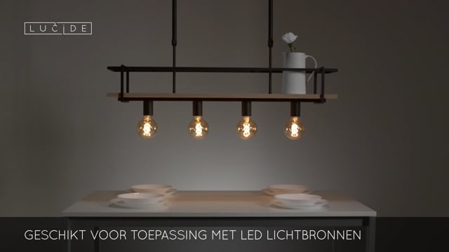 Lucide MILONGA - Suspension - 4xE27 - Noir