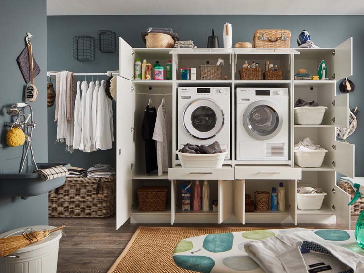 Meuble pour buanderie Decowash set 17 blanc 235x67,5x200cm