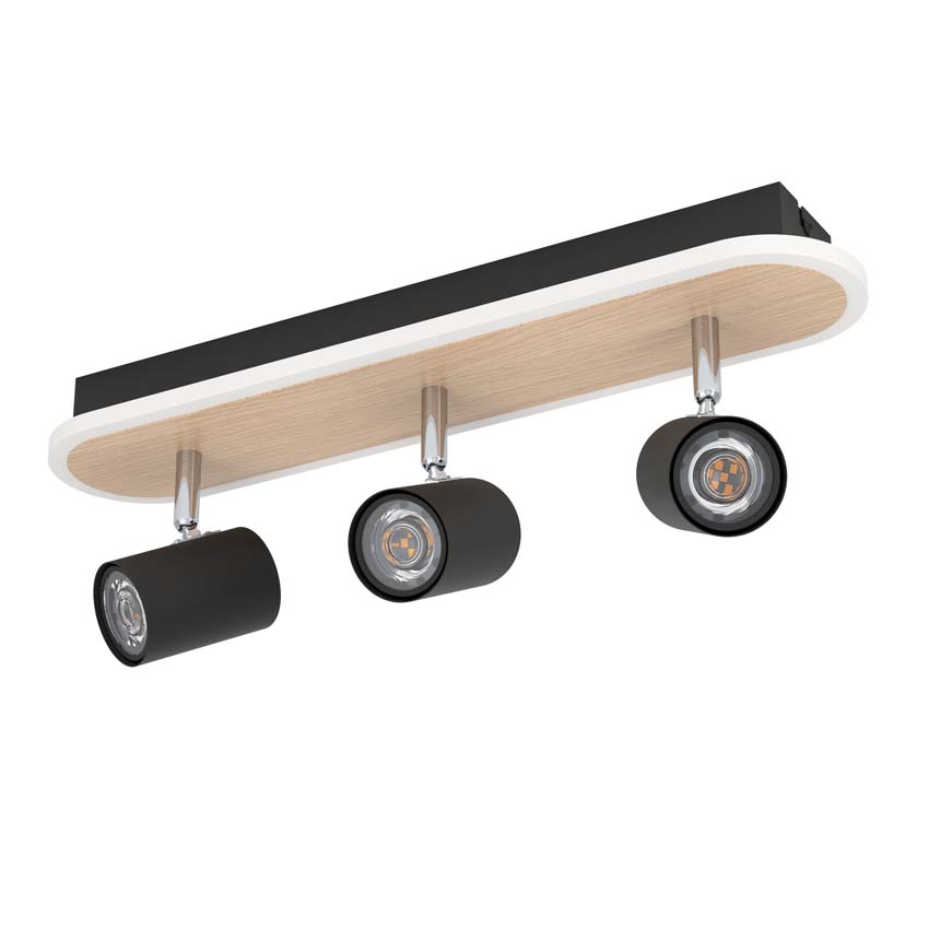 Opbouwspot - Zwart/bruin - 46x10x15 cm - Dimbaar - LED - 3x20W - 3000K
