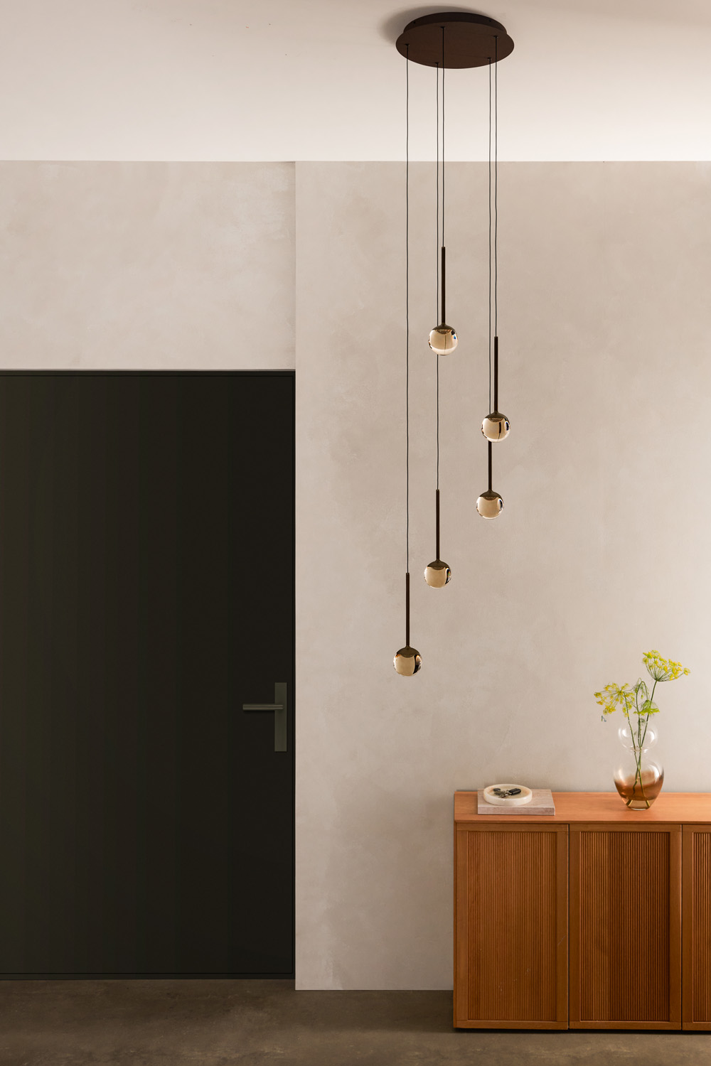 Lucide Premium Calina - Suspension - Ø41,9cm - LED Dim. - CCT - 5X8,2W 2200K/3300K - Avec module LED remplaçable - Ambre