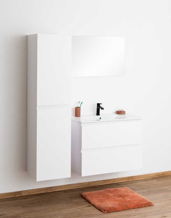 Badkamermeubel Bianca mat wit 800 mm wastafel glans