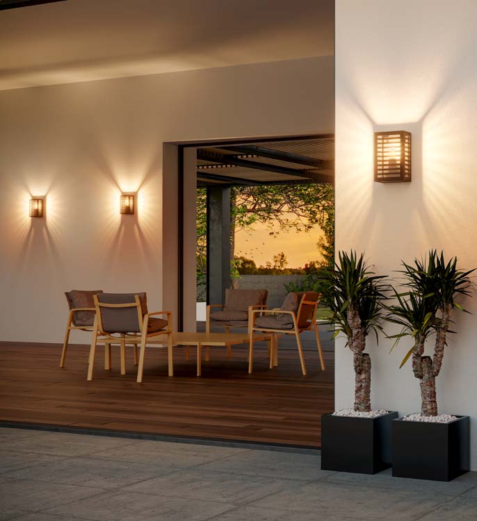 Wandlamp - zwart - 14x14x26cm - E27 - 1x60W