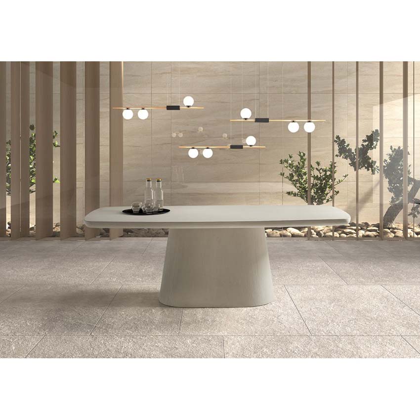 Tafel Presta kalkmortel rechthoekig gebroken wit 220x105cm + centraal onderstel Tafel Presta kalkmortel rechthoekig gebroken wit 220x105cm + centraal onderstel