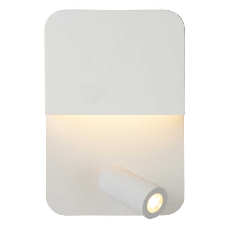 Lucide BOXER - Wandlamp - LED - 1x5W 3000K - Met USB oplaadpunt - Wit