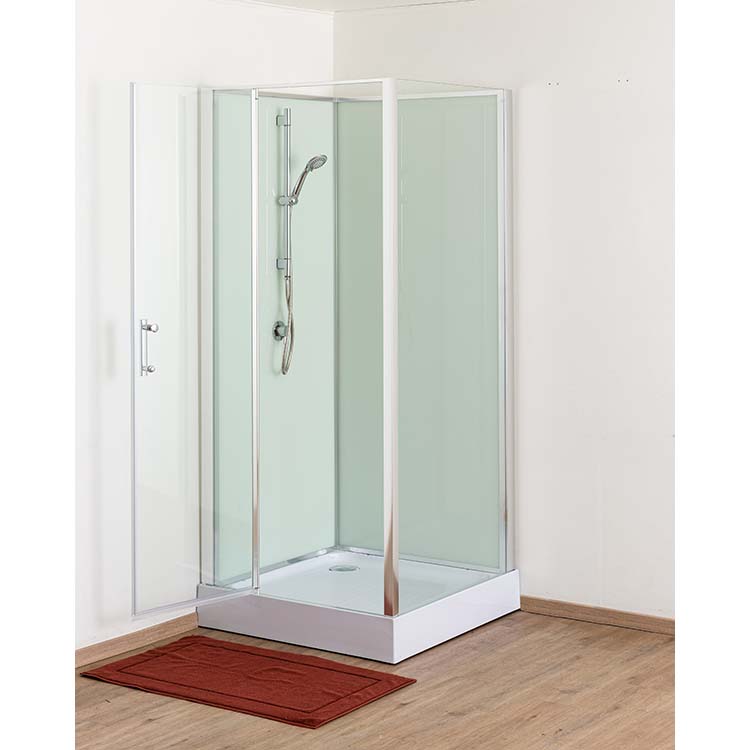 Cabine de douche Anik gauche chrome/blanc porte tournante 90x90x205cm