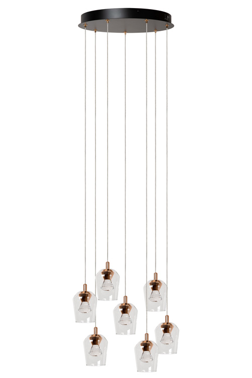 Hanglamp Fira - transparant - Ø39cm - dimbaar - 7x4W - 2700K