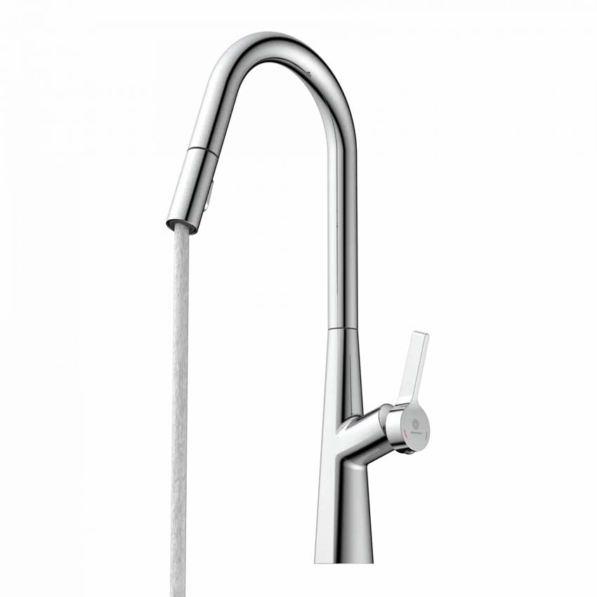 Robinet de cuisine Wasserwerk WK 9 Curve chrome avec bec extractible