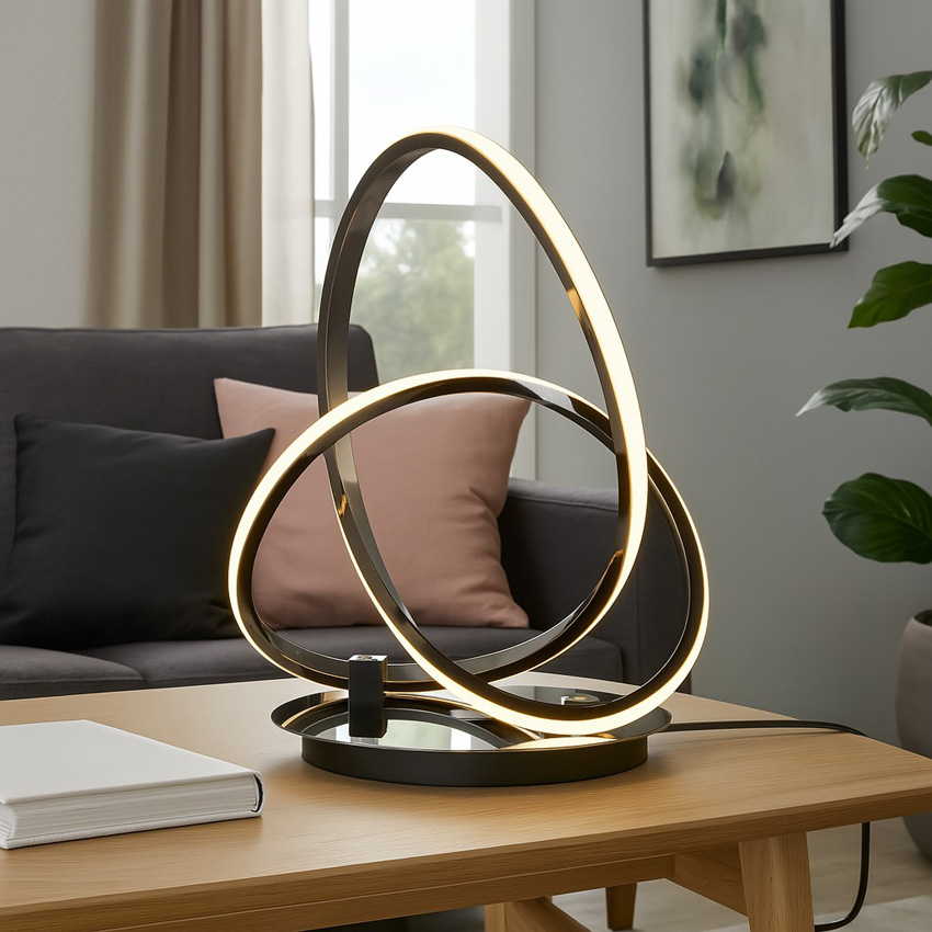 Lampe de table - noir/chrome - 26x21x33cm - dimmable - LED - 1x18W - 3000K