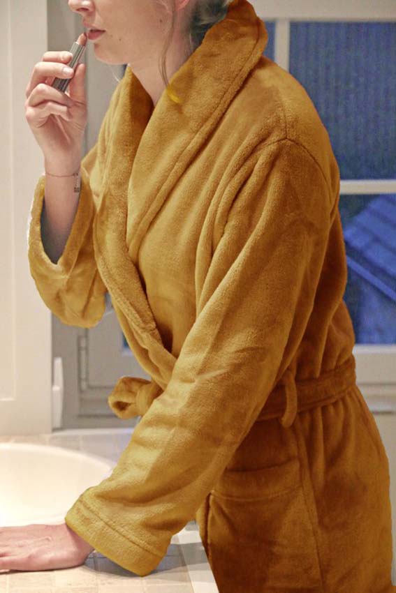 Peignoir en microfibre jaune M/L