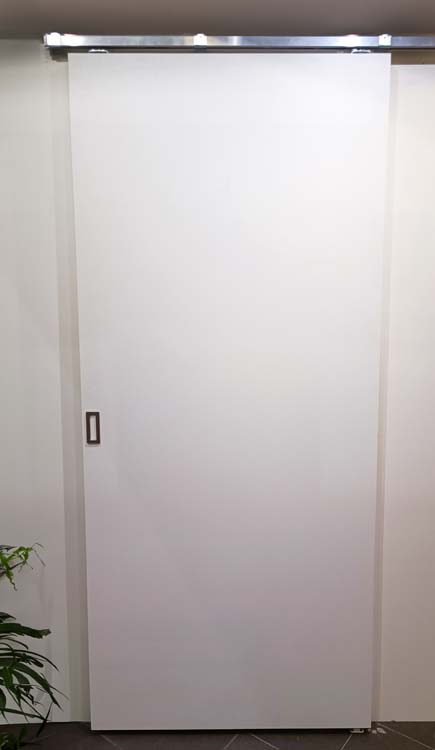 Complete enkele schuifdeur Palladium wit 93x211,5cm + rail inox