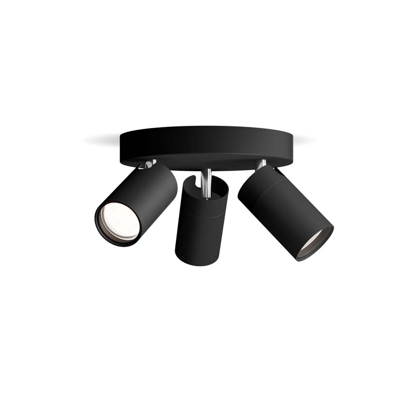 Spot plafond salle de bains noir 3 spot retangle IP44