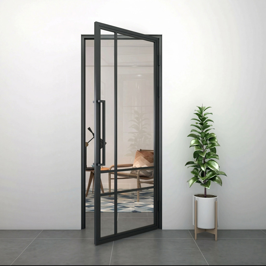 Stalen binnendeur Tara zwart 6W asymmetrisch 98x234,9cm links duwend