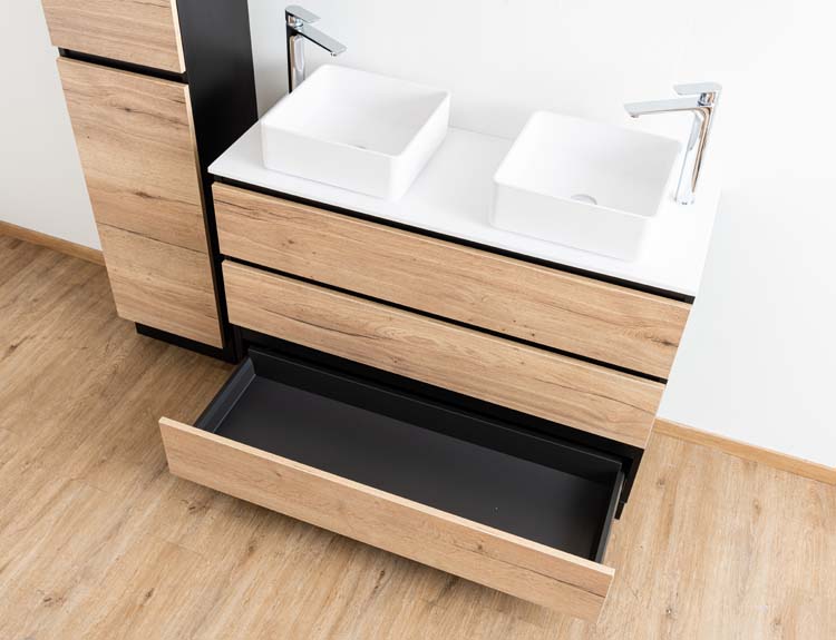 Badkamermeubel Dotan eik staand met mat topblad 120cm