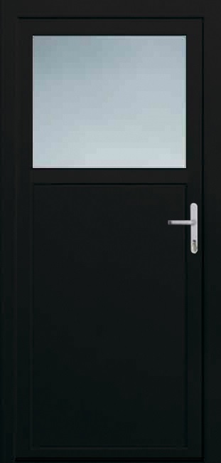 Porte extérieure pvc noire/noire 980 x 2180 mm 1/3 verre budget D
