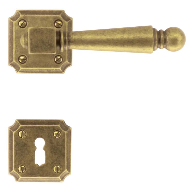 Poignée de porte pro genua vieux jaune rosace barbe