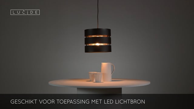 Lucide ROSAS - Suspension - Ø 26 cm - 1xE27 - Noir