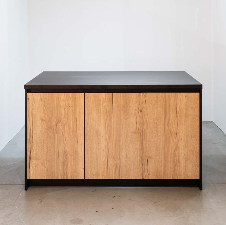 Cuisine île Plenti look de chêne/noir 154,5 cm