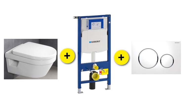 Toiletset Omnia Archi wit inclusief softclose WC-bril + inbouwreservoir UP320 + drukplaat Sigma 20 wit