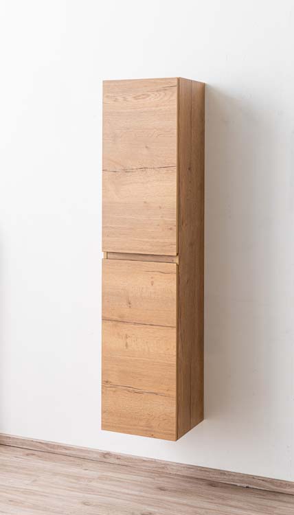 Armoire colonne Daria aspect chêne brun doré suspendue 170x40x34cm