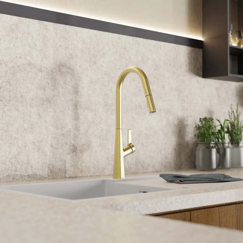 Robinet de cuisine Wasserwerk WK 9 Curve or mat avec bec extractible