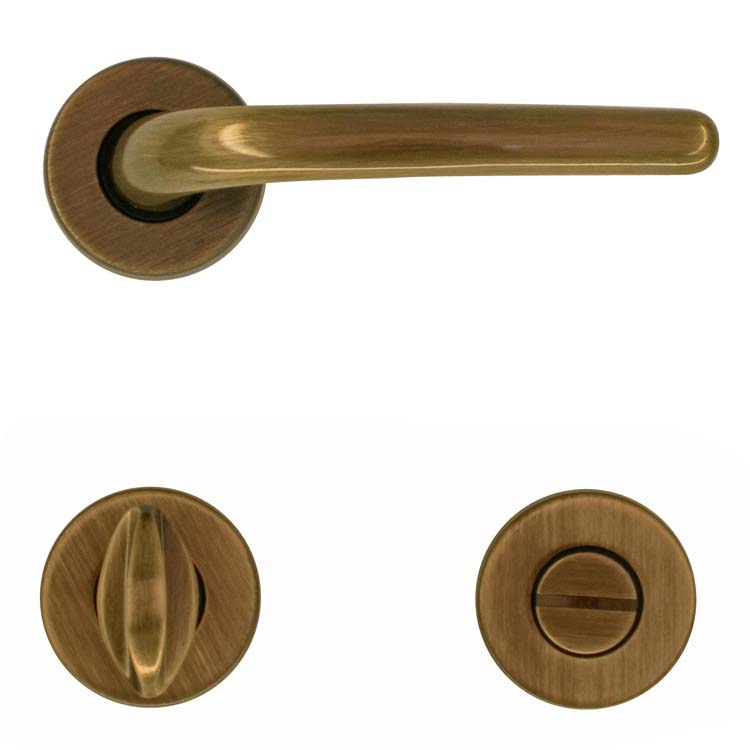 Poignée de porte pro ancona bronze avec serrure toilette