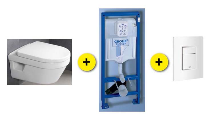 Toiletset Omnia Archi wit incl wc-bril +inbouwres Rapid SL +drukpl wit