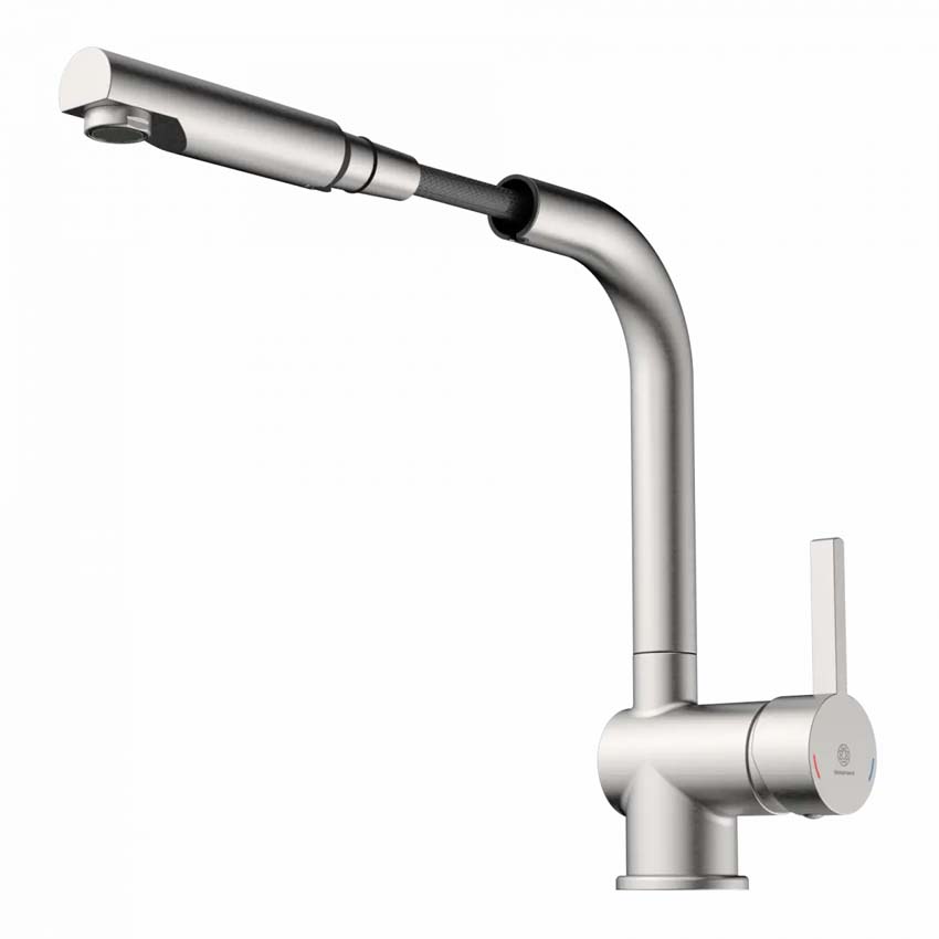 Keukenkraan Wasserwerk WK 4 Pro inox-look met uittrekbare uitloop