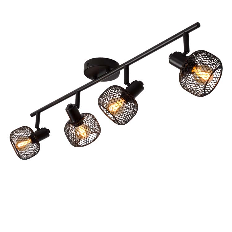 Plafonnier - noir - 76x15x17cm - dimmable - 4xE14 - 25W