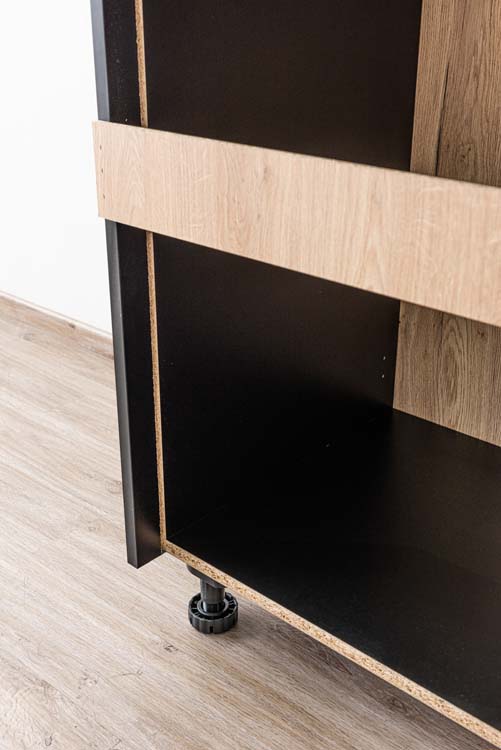 Armoire de cuisine Plenti armoire colonne pour four et réfrigérateur noir/aspect bois 60x208cm