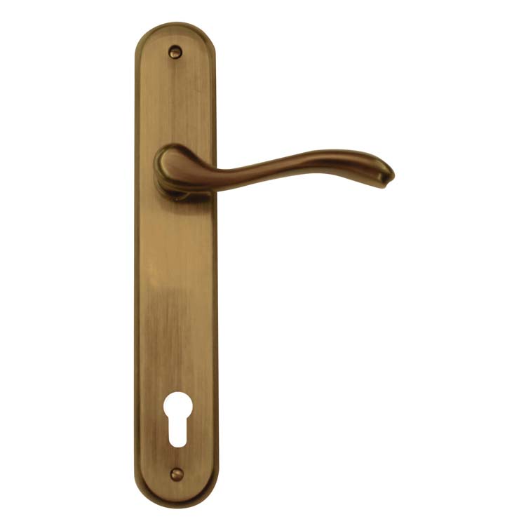 Poignée de porte pro alessandria bronze sur bouclier avec cylindre