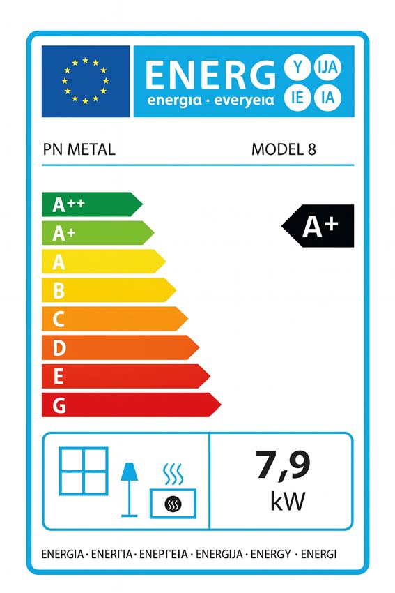 Poêle à granulés Modèle 8 - 7,9kW - 160m³ - noir - 44x48x94cm