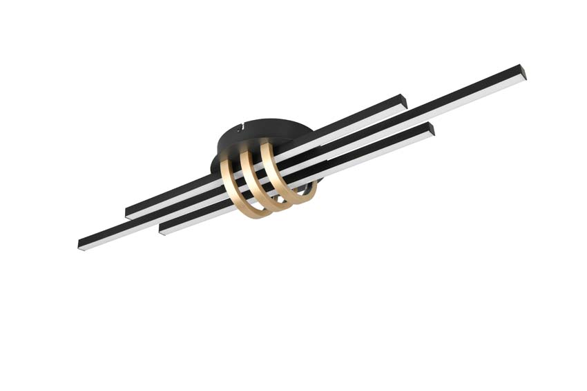 Plafondlamp - zwart/goud - 81x18x10,5cm - dimbaar - LED - 1x20W - 3000K