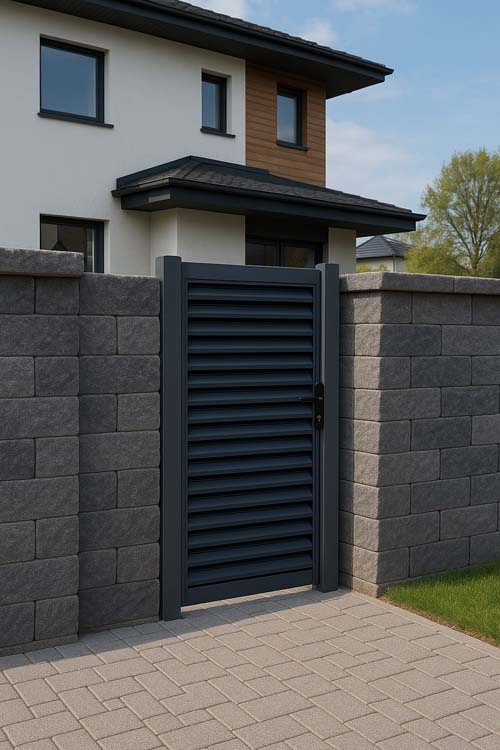 Portillon battant Oakley aluminium noir 100x180cm - fermé, quincaillerie incluse