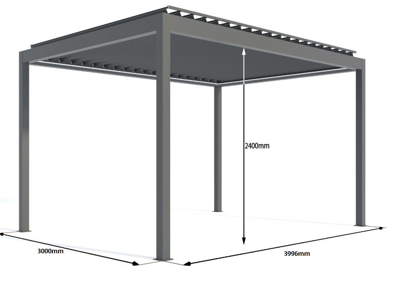 Pergola Soler aluminium anthracite L400xL300xH266cm motorisée