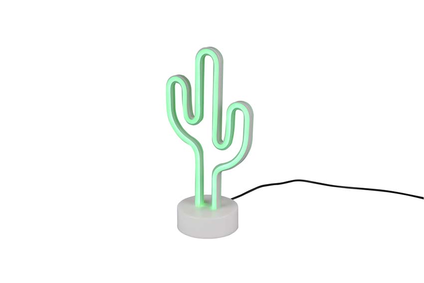 Lampe de table cactus - blanc - 29,6x14,3cm - LED - 1x1,5W - USB/piles