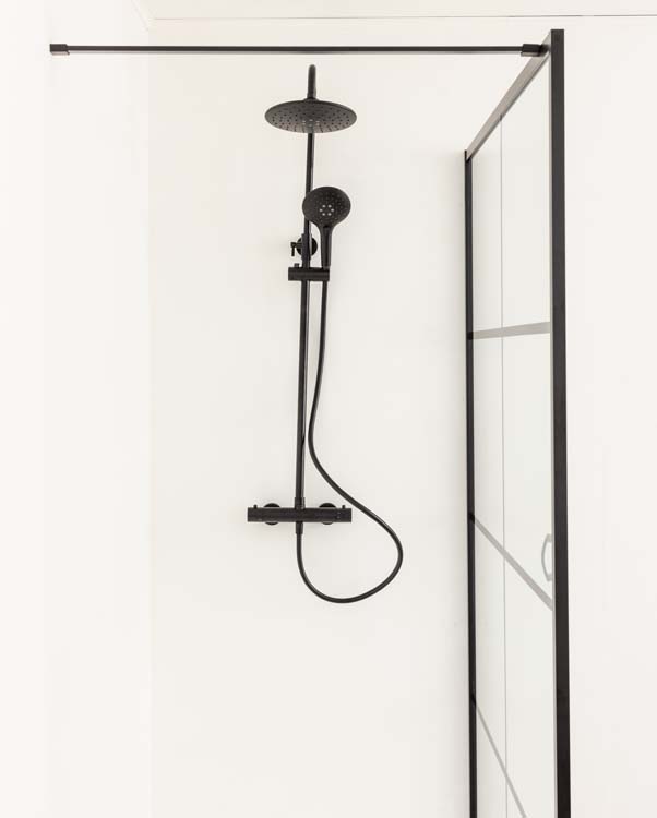 Douchewand Uma 2 zwart profiel 160x200cm met stang