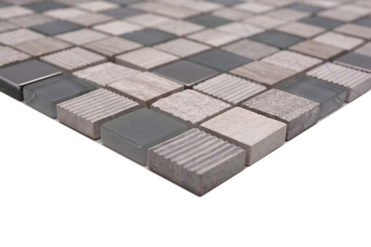 Mozaïek Crystal Stone greige/zilver mat 30x30cm