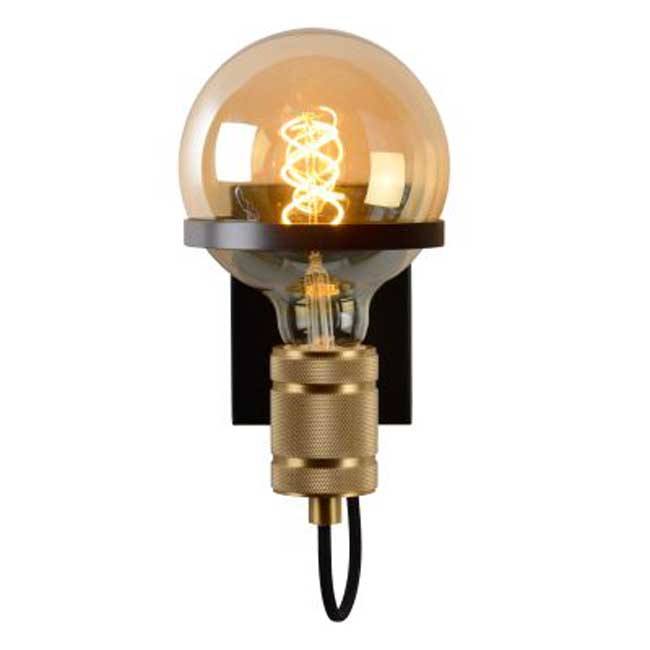 Wandlamp - zwart/goud - Ø17,7cm - E27 - 60W
