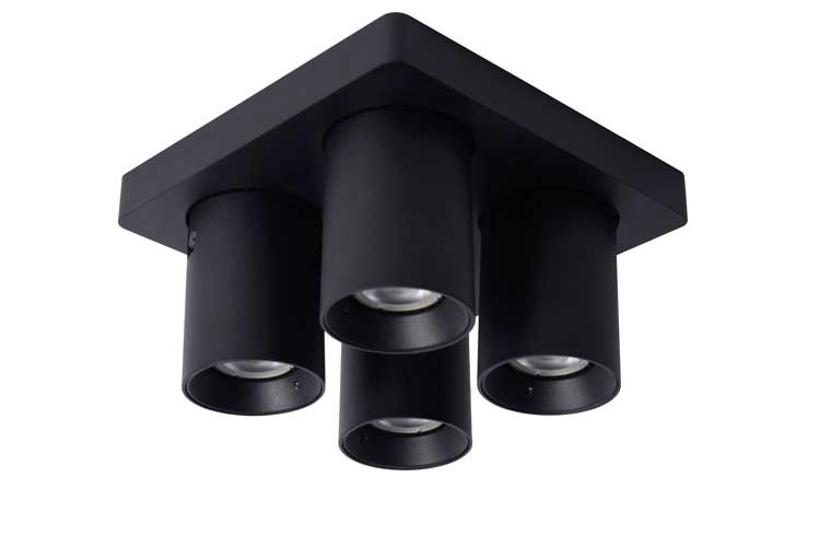 Lucide NIGEL - Plafondspot - LED Dimb. - 4xGU10/5W - Zwart